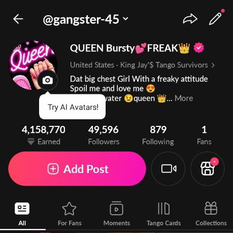 Bursty freak back up from NG on Tango Live